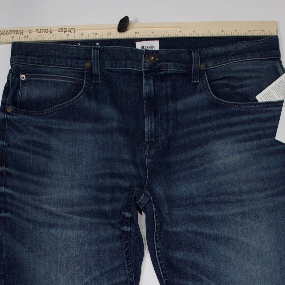NWT $198 Hudson Blake Slim Straight Jeans Dark Wash Stretch Men Size 38x34 (J1) - Picture 14 of 15